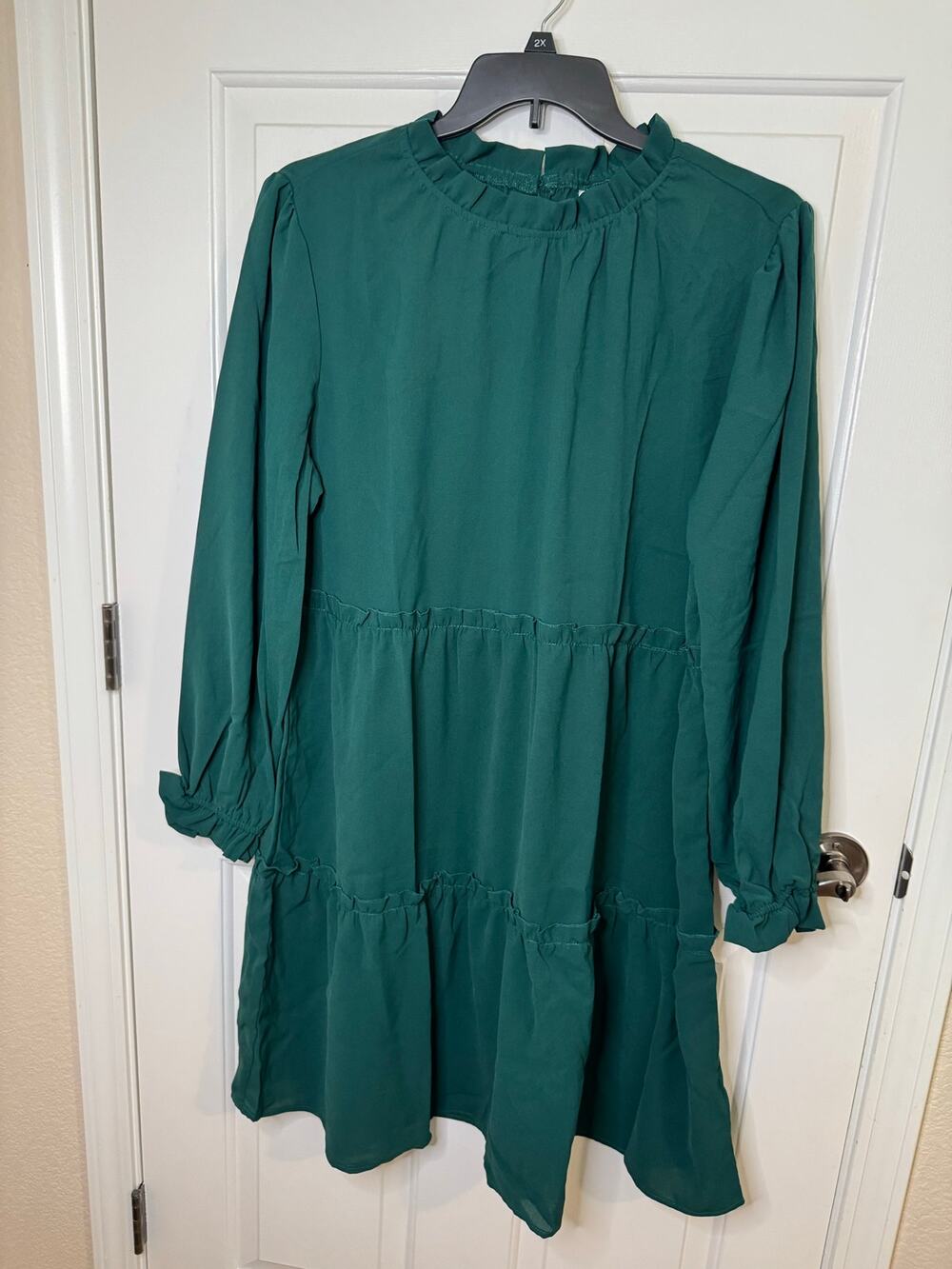 LuLaRoe Annabelle Ruffled Tiered Cottage Country Dress Green XL